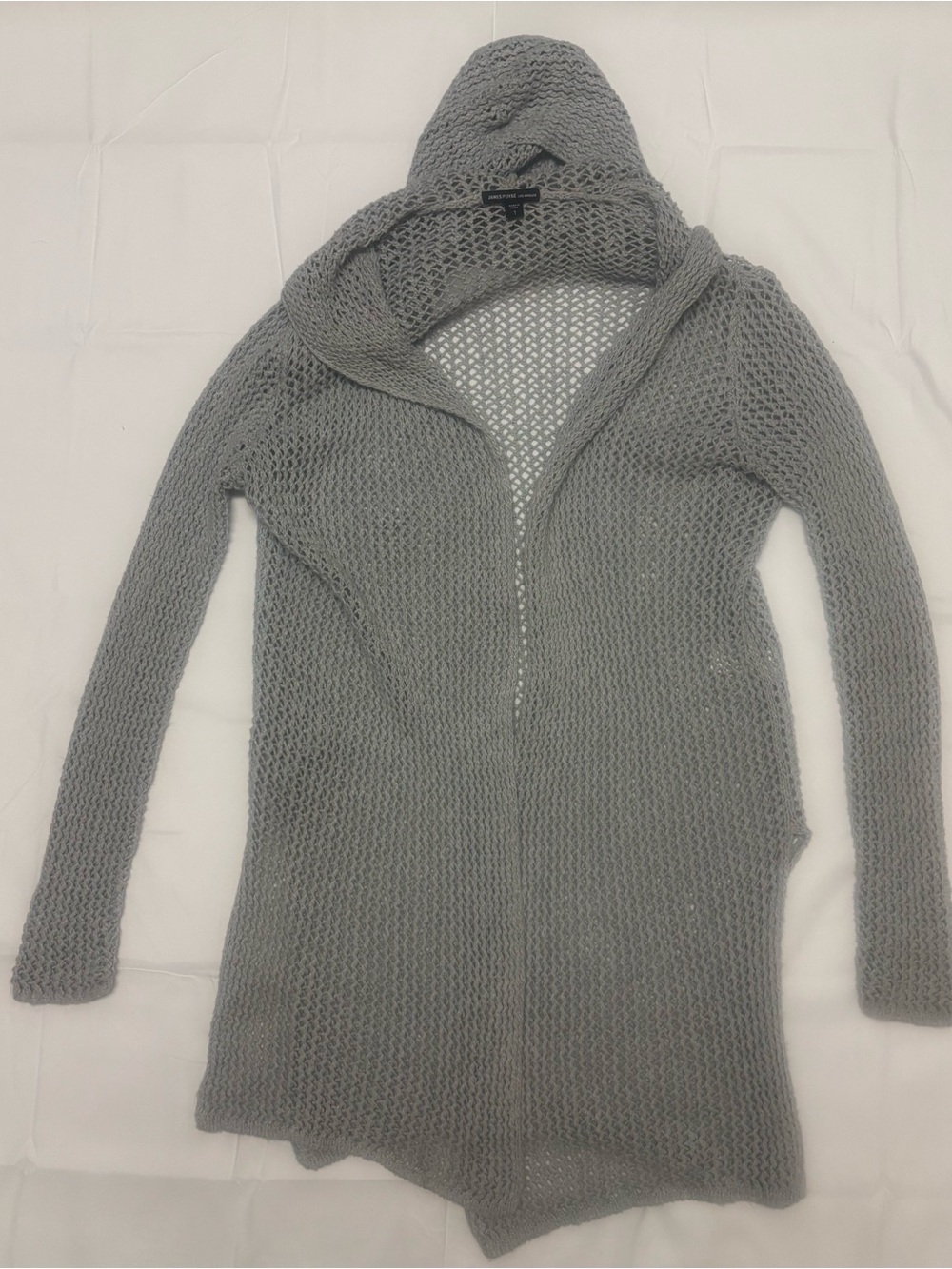 James Perse Open-Knit Hooded Cardigan - Gray